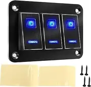 Grcfumo 1 Pc Switch Panel, Marine Boat Rocker Switch Panel, DC12V to 24V 30A 5PIN Blue LED Light Flexible PC Buckles for RV Car Yacht