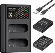 [K&F Concept] EN-EL14 Battery and Charger for Nikon EN-EL14 Battery, with Dual Charging Slot, Fit for Nikon D3500 D5600 D3200 D3300 D3400 D5500 Coolpix P7800 P7700 P7200 P7100 P7000 (1050mAh*2)