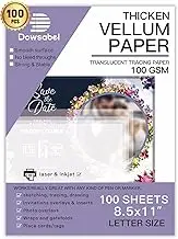 Dowsabel 100 Sheets Translucent Vellum Paper, 68LBS 8.5 x 11 inches Printable Vellums for Card Overlays, Invitations Belly Bands, Envelope, Lantern,100 Sheets