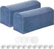 uxcell 2pcs Couch Arm Covers, Velvet Armchair Sofa Arm Covers with Twist Pin, Anti-Slip Furniture Protector Slipcovers for Chairs/Sofas, Stone Blue