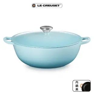 【Le Creuset】琺瑯鑄鐵鍋媽咪鍋28cm 水漾藍/蜂蜜黃/雪紡粉 3色可選(贈TNS 單柄平煎鍋28cm)