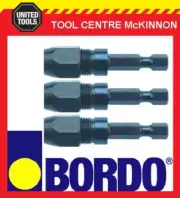 3 x BORDO ¼” HEX SHANK 1/8” #30 SNAPPY STYLE DRILL BIT ADAPTOR HOLDER - 2201-1/8