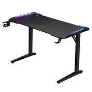 Furb 160cm Gaming Desk RGB LED Computer Office Desk Carbon Fiber Table with Hook