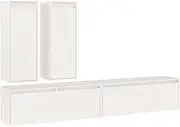 Set of 4 TV Stands, Wall Mounted TV Shelf, Floating TV Console, Floating Entertainment Center with Compartments, TV Unit for Bedroom Living Room, Solid Wood Pine