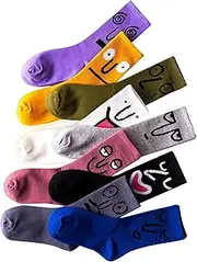 [Whyzsjnclg] Funny Socks For Women, 9 Pairs Funny Crew Socks, Colorful Stretchy Sweat Wicking Combed Cotton Sock for Daily Wear