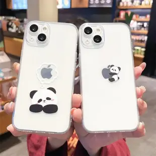 Panda可愛小熊貓創意適用iPhone14ProMax蘋果13手機殼14Plus透明11硅膠XR情侶XS全包7/8plus軟殼12男女6s防摔