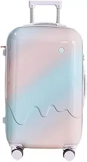[VLSABDMP] Gradient suitcase: men's and women's 24-inch travel trolley, 20-inch cabin suitcase, lockbox, USB Cup Holder (Dream Rainbow), Sport (24 inches) 3/7 open