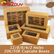 Takeaway Cupcake Boxes 50PK 100PK 12 Hole Boards Cases Party Wedding Muffin Cups