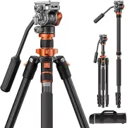 K&F Concept 83in Camera Video Tripod Travel fr DSLR Compact Tripod w/ Fluid Head