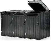 PlantCraft Triple Steel Wheelie Garbage Bin Storage Shed, Enclosure with 3 Opening Doors