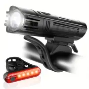 Rechargeable Bike Light Set, Powerful Bicycle Front Headlight & Back Taillight