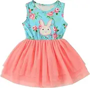 [Generic] Tulle Dresses Toddler Baby Kids Girls Bunny Princess Bow Easter Patchwork Girls Dresses Lace Flower Girl Dresses