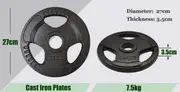 2 x 7.5kg Olympic Ez Grip Cast Iron Hammertone Weight Plate Weight Set Home Gym