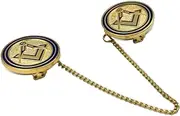 [THE MASONIC COLLECTION] Craft Regalia Ladies Gown Clips - Gold Plated Chain - Square & Compass Design - Velvet Gift Pouch - Gift Accessory for Freemasons