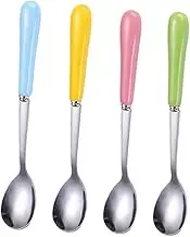 ELAYARD 4Pcs Ice Spoons with Ceramic Handles Stainless Steel Mixing Spoons for Serving Stirring and Coffee Long Handle Design