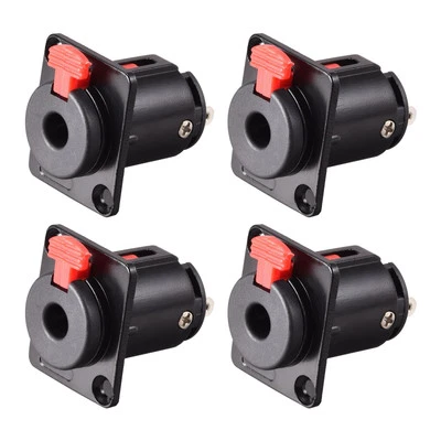 6.35mm 1/4 In Female Stereo TRS Audio Socket Jack Connector Panel Mount 4pcs