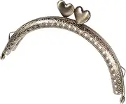 [ULDIGI] Heart Shaped Medal Purse Clasp Frame Diy Handbag Clasp Metal Frame for Purse Making
