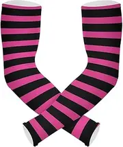 [Yoogain] UV Protection Sleeves Youth Boys Black and Pink Rule Lines Cooling Sleeves Cooling Feeling Anti-Snag cubre brazos, Black and Pink Rule Lines