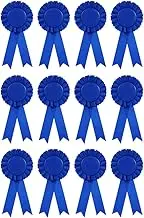 SagaSave Award Ribbon Rosette, 12 Pieces Blank Prize Ribbons 1st Place Winner Badge Medal Ribbons for Birthday, Party, Sports Competition, School (Blue)