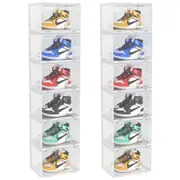 SOGA 2X 6 Tier Transparent Portable Shoe Organiser Sneaker Footwear Folding Plastic Bin Stackable Storage Box with Magnetic Door