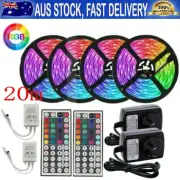 20M RGB LED Strip Lights Flexible 44Key IR Remote Power Adapter Kits Party Home