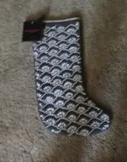 Christian Siriano Dark Gray Beaded Christmas Holiday Stocking
