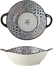 Soup Bowls with Handles Noodle Ramen Curry Bowl,Ceramic Soup Bowl,Shallow Bowl Microwave Safe,Udon Noodle Bowl,Ramen Bowl Ceramic,Pho Bowls Large-D-24x20x6.5cm,1000ml(Color:B)