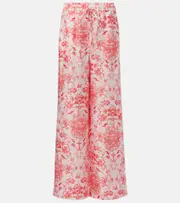[McQueen] McQueen Printed silk wide-leg pants AU 12 multicoloured