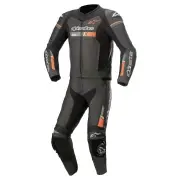 GP Force Chaser Leather Suit 2 PC Black Red Fluo