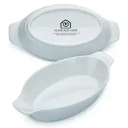 Porcelain Mini Casserole Dish Oval Au Gratin Dish (2pc Set). Cauliflower Au G...