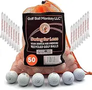 [Golf Ball Monkey] Cheap Recycled for Bridgestone Golf Balls White Good Condition 50 Pk for Bridgestone e6, e12, Tour BX and BRX Golf Balls & More w/ 15 Tees & Mesh Bag