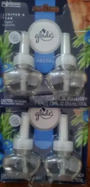 2 Glade PlugIns Scented Oil Air Freshener Refills Juniper & Teak 4 pk FRESH New