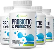 Probiotics for Women and Men 300 Billion CFU from 12 Strains Probiotics for Digestive Health Organic Fiber Blend Shelf Stable Probiotic Supplement for Gut Health Improve Immune 4Pack