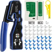 RJ45 Crimping Tool Kit Pass through Ethernet Crimping Tool Wire Crimper Stripper