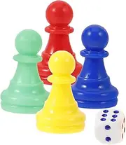 FUNNETOYU Versatile Chess Pieces Set 4 Bright Colors Plastic Dice Replacement Tokens for Checkers and for Parties