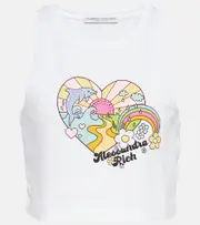 [Alessandra Rich] Alessandra Rich Printed cotton jersey crop top AU 12 multicoloured