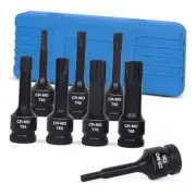 Professional 1/2" Drive Torx Bit Socket Set T30 T40 T45 T50 T55 T60 T70 T80 Cr