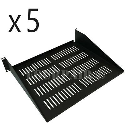 5 Pack - 19" 2U Cantilever Data Server Network Rack Mount Vented Shelf 15" Deep