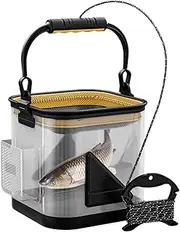 Live Bait Bucket,Transparent Fishing Bucket - Foldable Portable EVA Fish Basket Container, Multi-Purpose Angler Accessories for Outdoor Camping Hiking Lakes Rivers