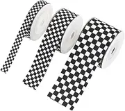 HYTROVE 3 Rolls Plaid Ribbon Craft Ribbon Wrapping Ribbon for Presents Ribbon for Present Wrapping Checkered Ribbon Checkered Fabric Printed Ribbon Striped Ribbon Polyester