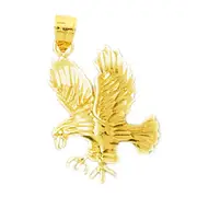 14K Gold 22MM Hunting Eagle Pendant