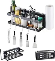 [CNIYXA] Upgraded Griddle Caddy for Blackstone,Foldable Griddle Accessories Prep Cart for 17"/36" Space Saving BBQ Grill Storage Organizer Box Paper Towel Holder J-Hooks Camper Picnic Ourdoor