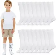 [Shinymoon] 8 Pairs Kids Compression Socks 15-20 mmHg Calf Graduated Compression Stockings for Kids Boys Girls Adult Small Feet