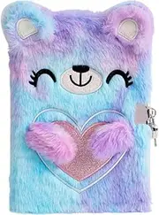 Gadpiparty Cute Bear Plush Notebook for Boys and Girls Girls Lock A5 Diary Note Pad Journal