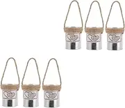 Kisangel 2sets Iron Flower Pot Collapsible Bucket Tubs Farmhouse Wall Vase Railing Planter Rattan Basket Terracotta Hanging Pots Hanging Basket Indoor Plant Stand Plant Pots Jar Rope 3pcs*2