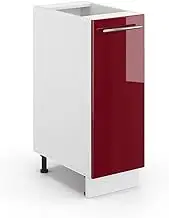 Modern Pharmacy Cabinet with Bordeaux High Gloss Finish 30 cm Width White Accents Collection