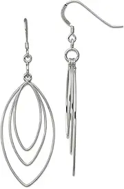 [JewelryWeb] 925 Sterling Silver Shepherd Hook Earrings 58x19mm Wide Dangle Earring for Women