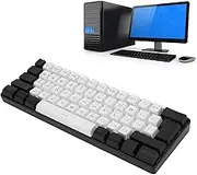 Mini RGB Keyboard, LED Backlight Mechanical Feeling Wired Gaming Keyboard with Multiple RGB Lighting and Stand, Ergonomic Design(Black and White) (White)