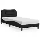 Bed Frame with Headboard Black 90x190 cm Faux Leather Modern Bedroom Furniture