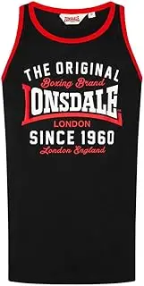 [Lonsdale] Male-Adult Andover Singlet, Black/Red/White